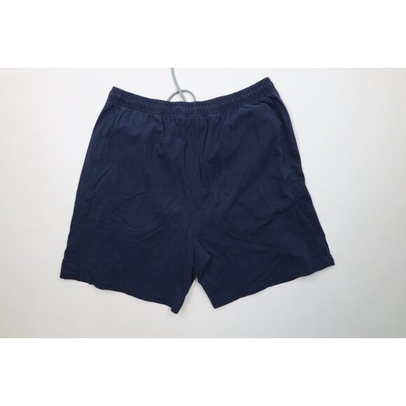 Vintage Reebok Mens Size Medium Faded Spell Out Above Knee Shorts Navy Blue - Picture 8 of 11